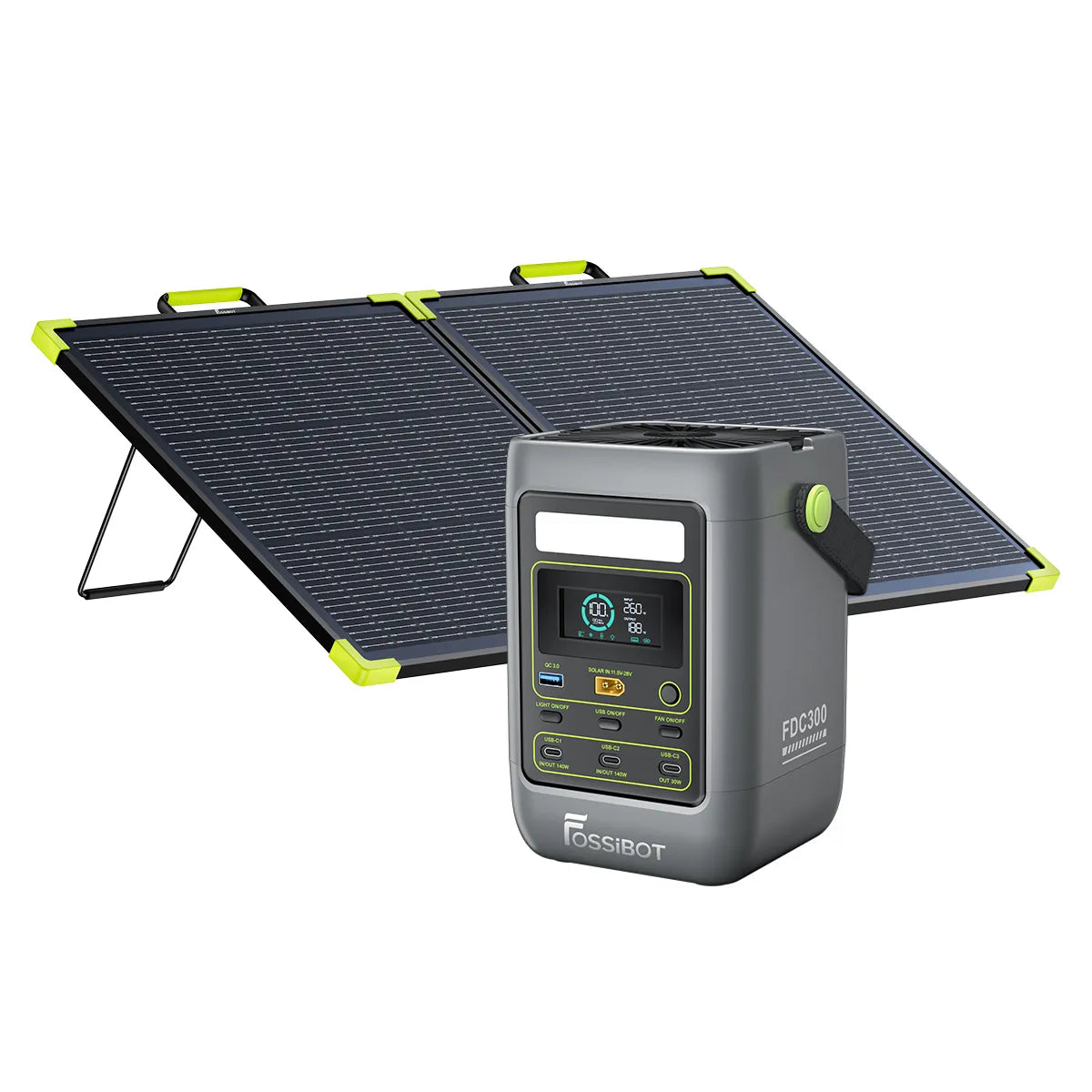 FOSSiBOT FDC300+1×SP100 Pro Bifacial Portable Solar Panel